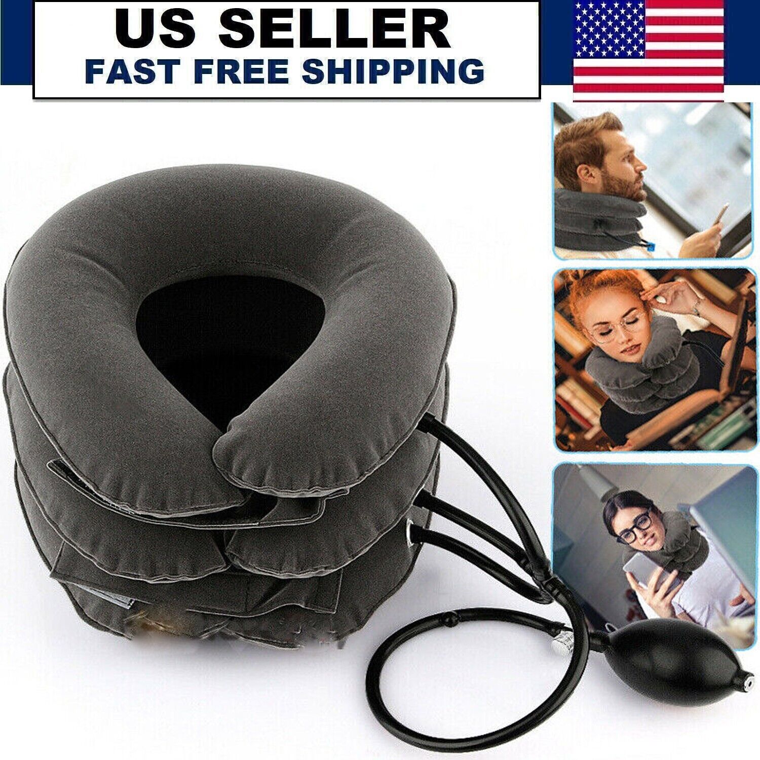 Cervical Neck Traction Device Collar Brace Support Pain Relief Stretcher Therapy