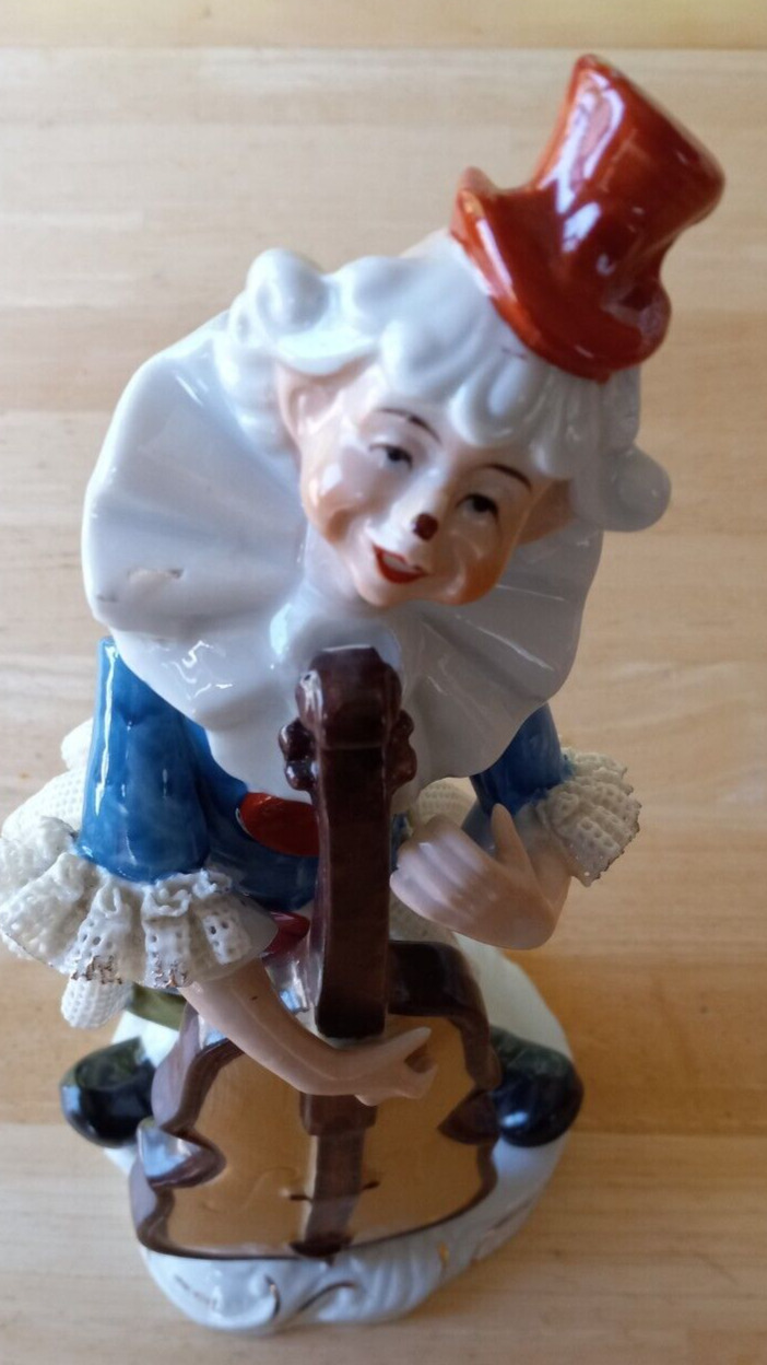 Vintage German Porcelain Clown Playing Chello 10\