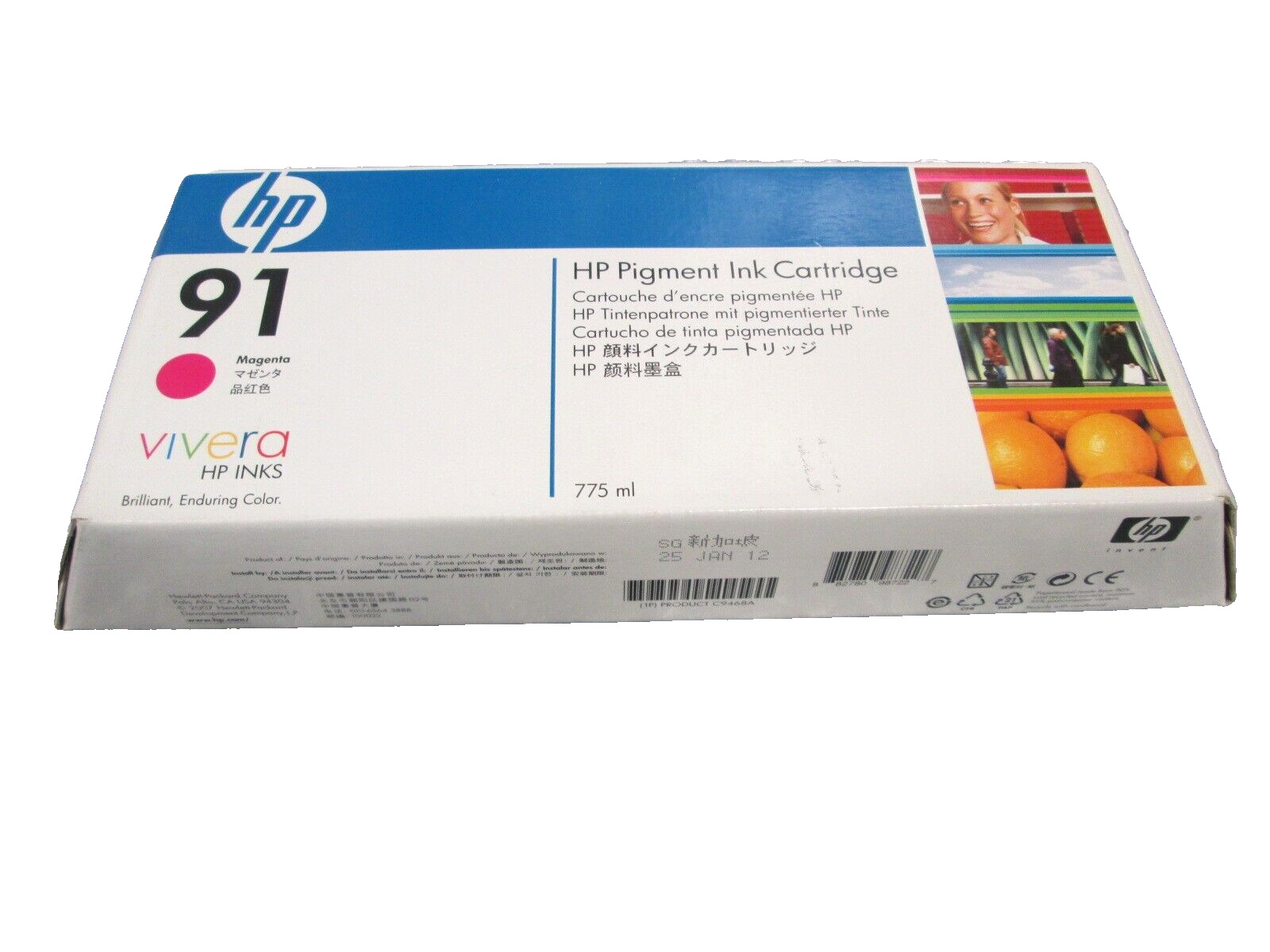 HP 91 Magenta INK CARTRIDGE DESIGNJET Z6100 C9468A ( 25/JAN/2012 ).