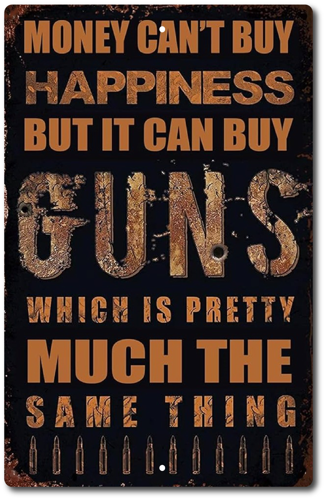 Money Happiness Can't Buy Guns Tin Sign Vintage Metal But Can Motorcycles Garage