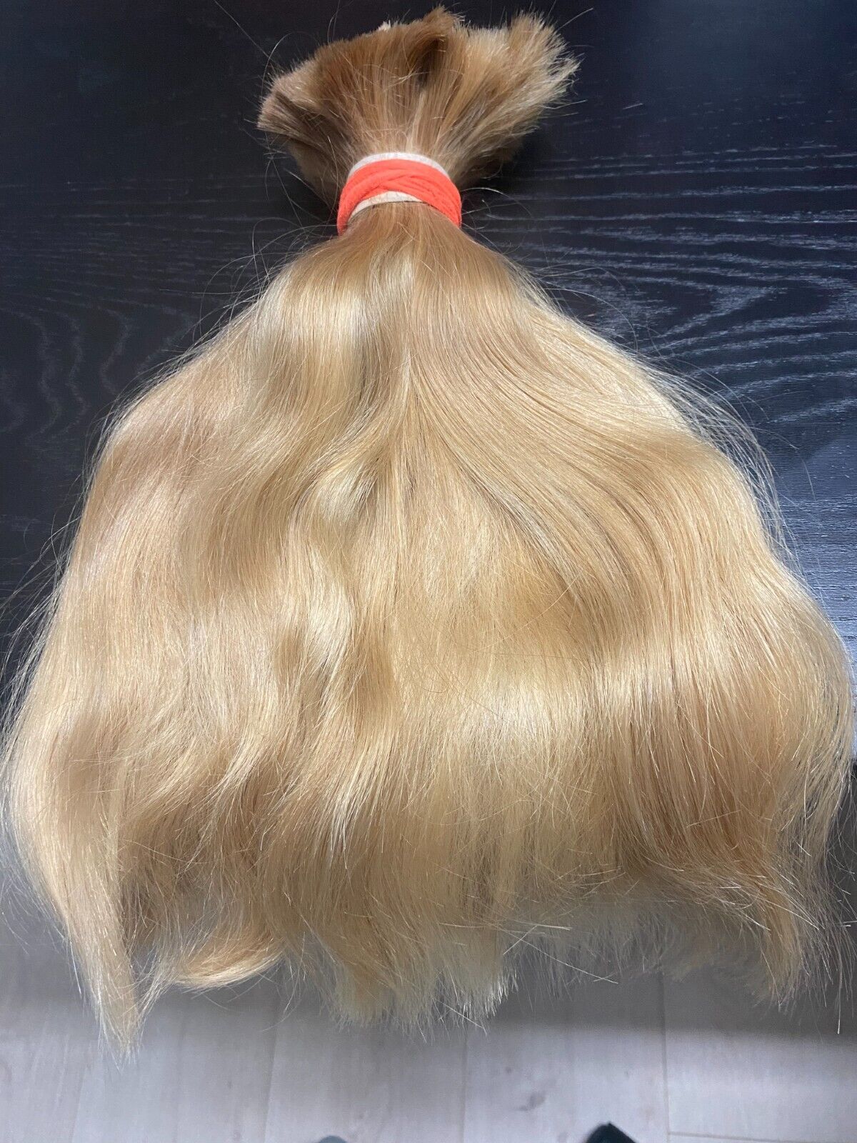 Real Human Hair Cut Thick Ponytail 13 Inch 8 Oz From Woman, Soft Wavy Mix Blonde
