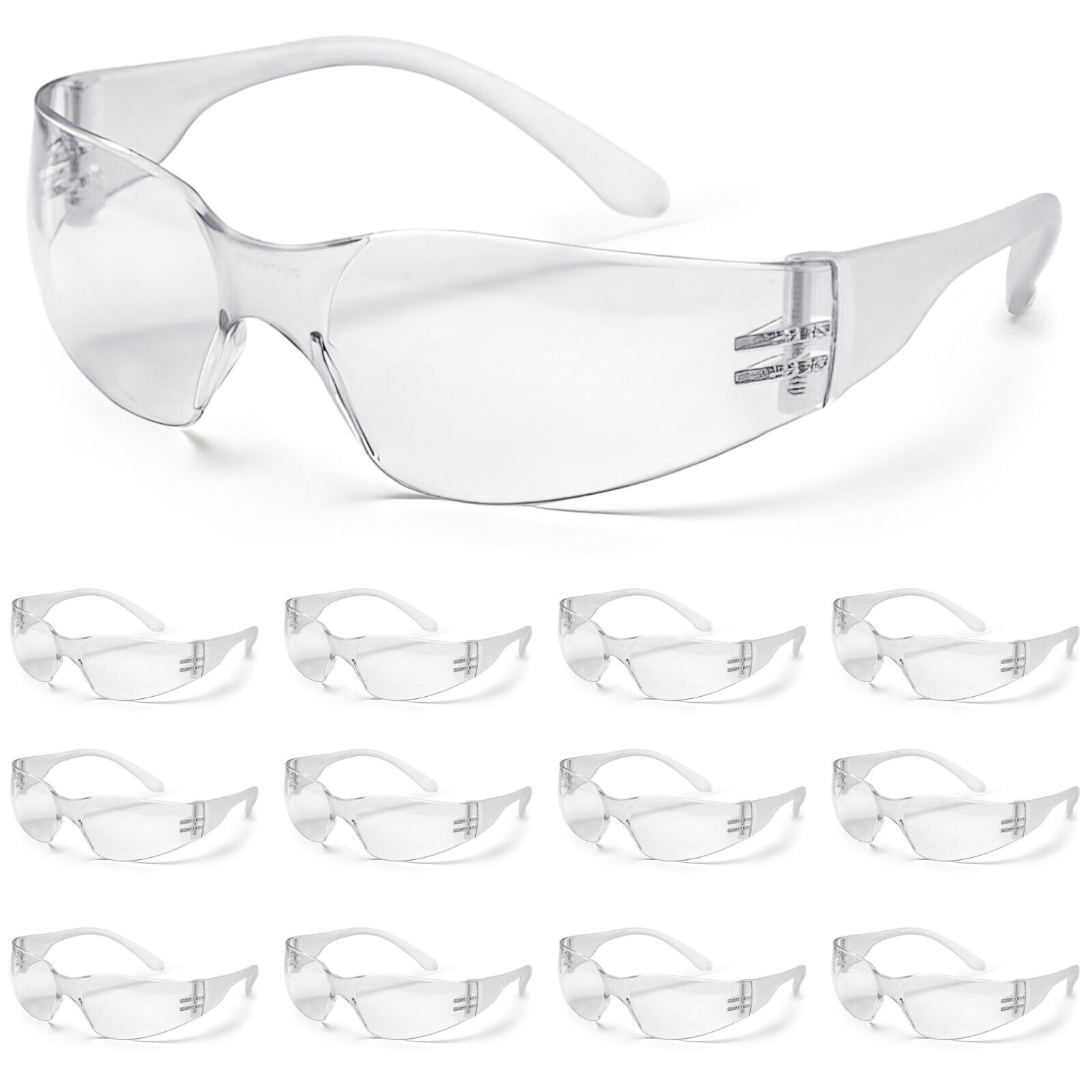 12 Pack Pair Protective Safety Glasses Clear Lens Eyewear Anti Scratch Work UV