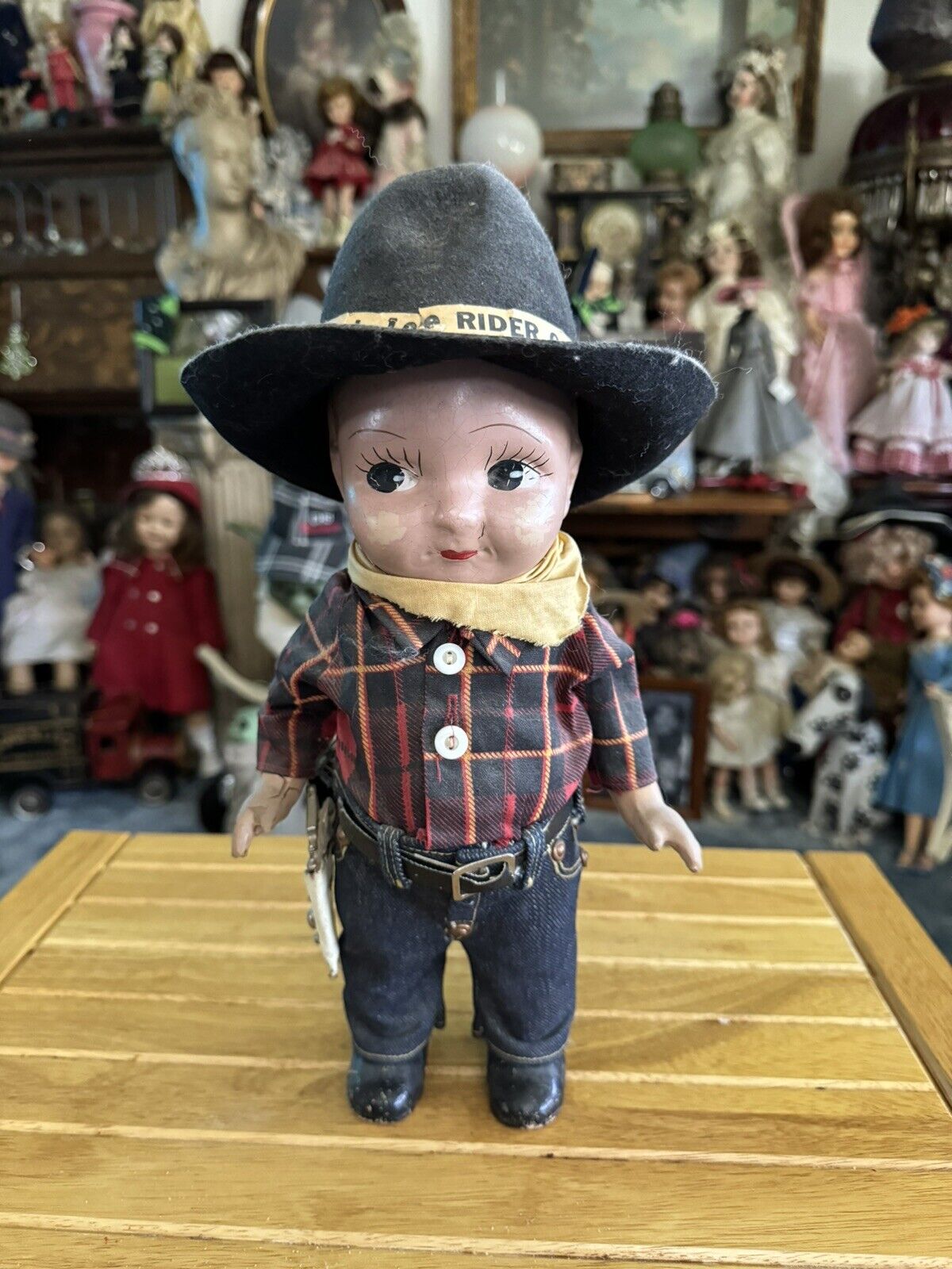 Vintage Buddy Lee Doll 1950\'s Cowboy With Gun And Hat