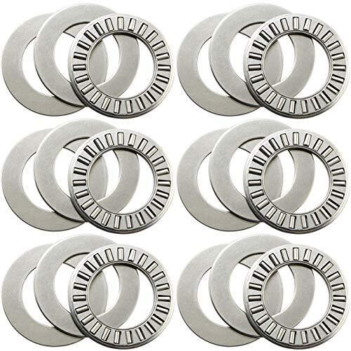 6sets Thrust Needle Roller Bearings Two Washers 3/4 Heat Resistance Steel Roller