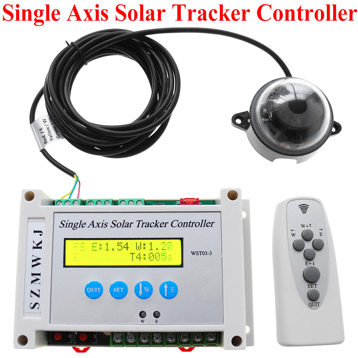 Complete Single/Dual Axis Solar Tracker Controller +Light Sensor +IR Remote Kits