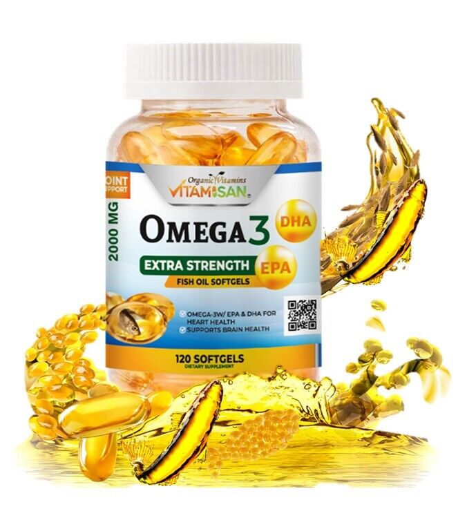 Omega 3 2000mg (XL BOTTLE) 120 Anti Inflammatory suppor,Joint Relief,CONCETRATE 