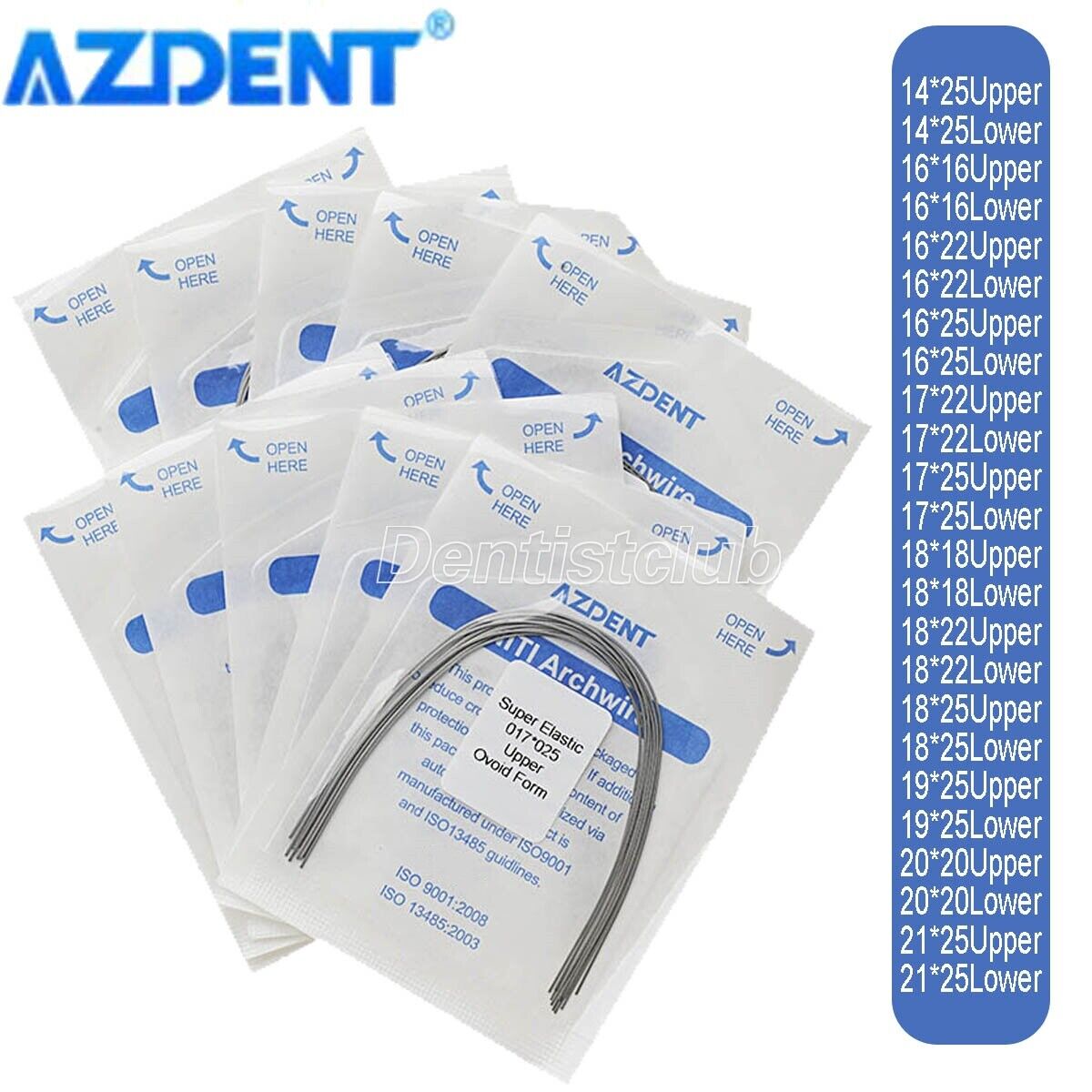 Dental Orthodontic Super Elastic Niti Arch Wires Rectangular Ovoid Form All Size
