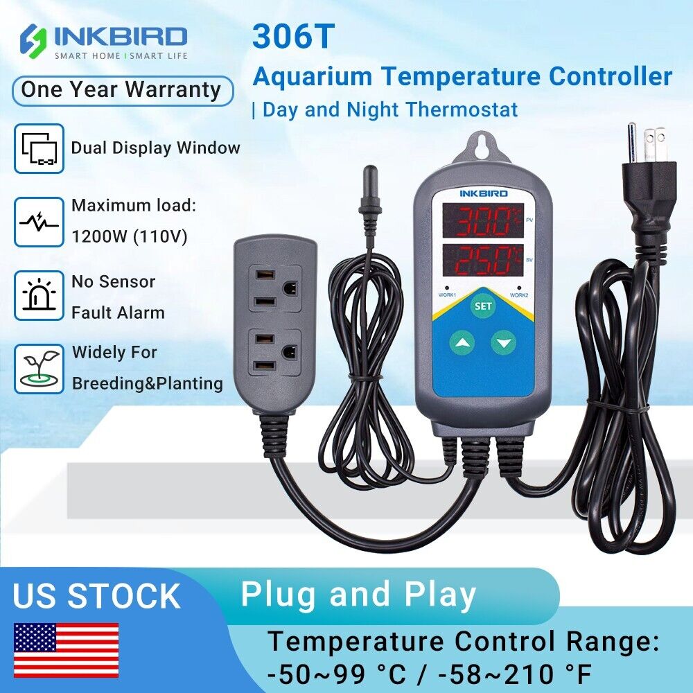 Aquarium Heater Temperature Control INKBIRD Thermostat ITC-306T Marine Fish 110V