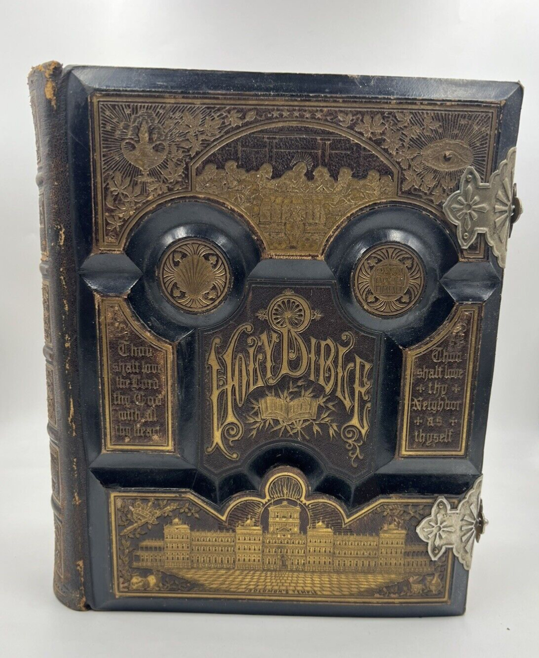 Antique 1880s Holy Bible References Lovelle Manufacturing Co. Peerless Edition