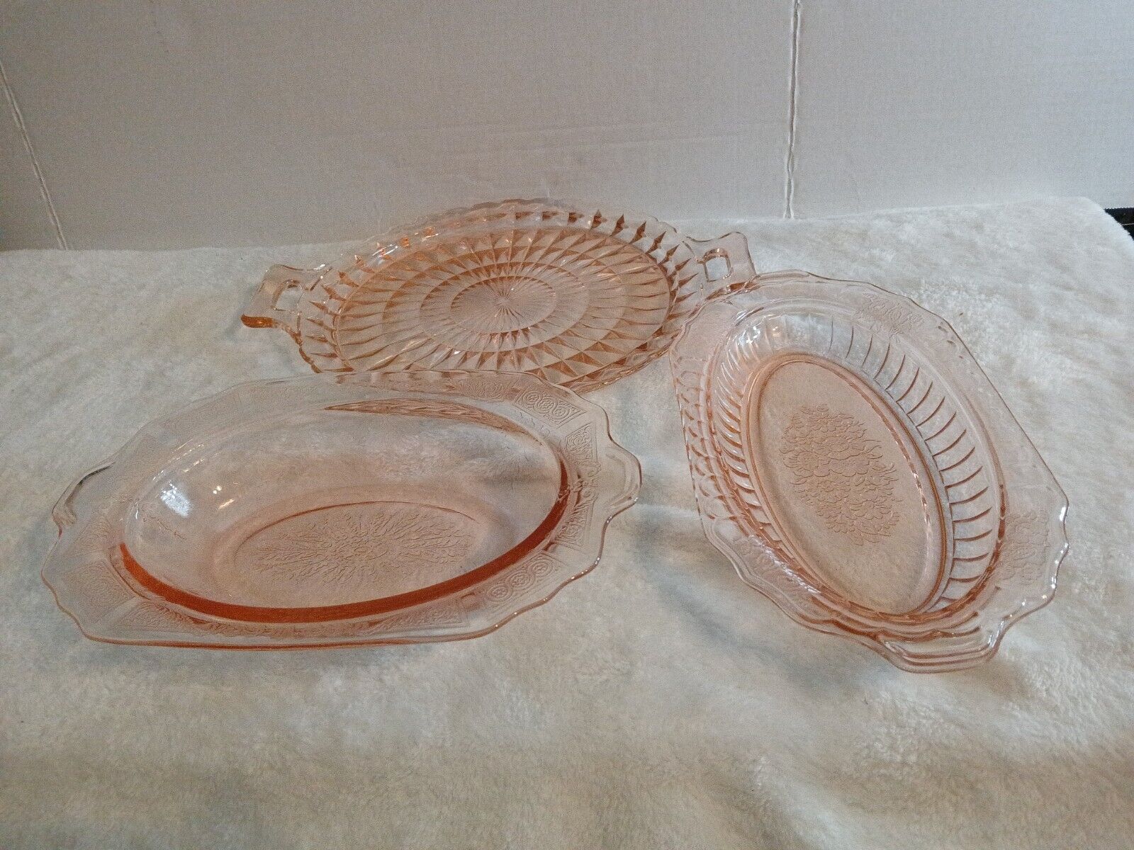 Pink Windsor 10.25 Inch  Plate Open Handles Mint Depression Glass & 2 Anchor...