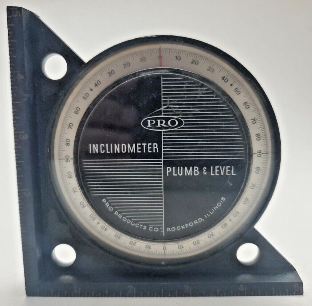 Vintage Pro Products Inclinometer Plumb And Level Made in Rockford Illinois USA