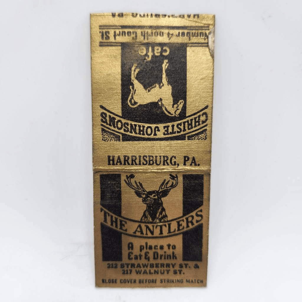 Vintage Bobtail Matchcover The Antlers & Christe Johnson's Cafe Harrisburg Penns