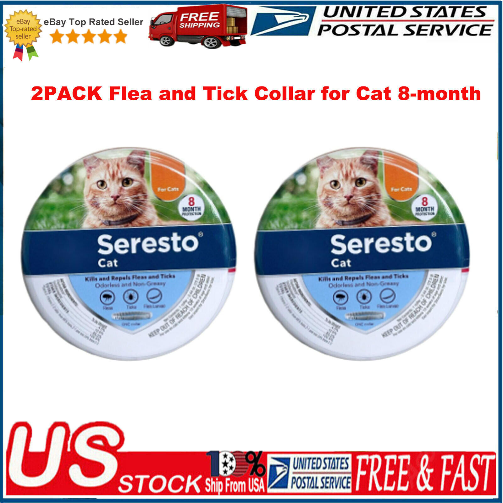 2PACK Flea Tick Collar for Cat 8-month Protection US stock Free delivery Hot US