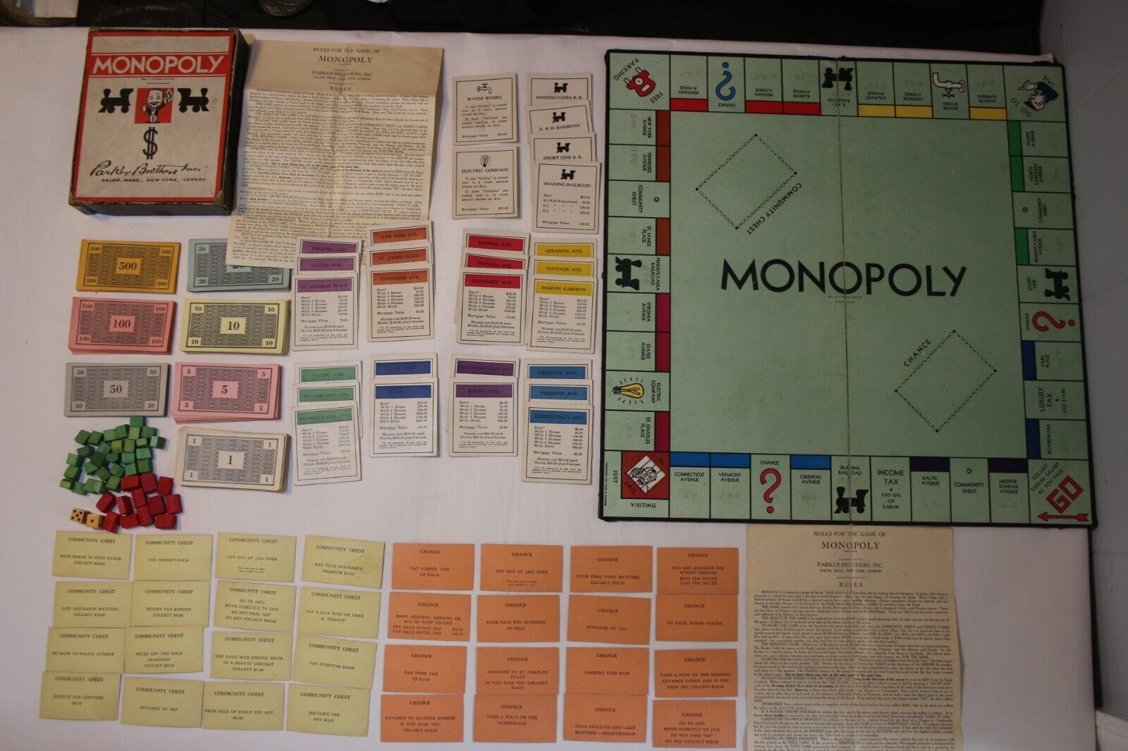 Vintage 1935 Parker Brothers Trademark/Patent Pending Edition Monopoly game