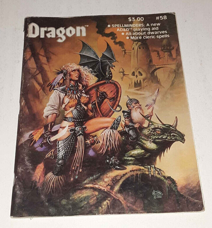 DRAGON magazine #58 Feb 82, D&D AD&D TSR complete w Spellminders aid - good
