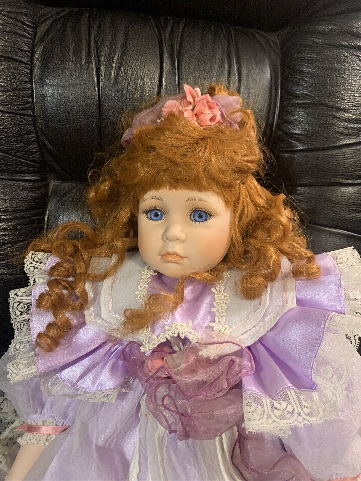 Kingstate Porcelain Doll Victorian Dressed With Red Hair Limited Edition Vintage