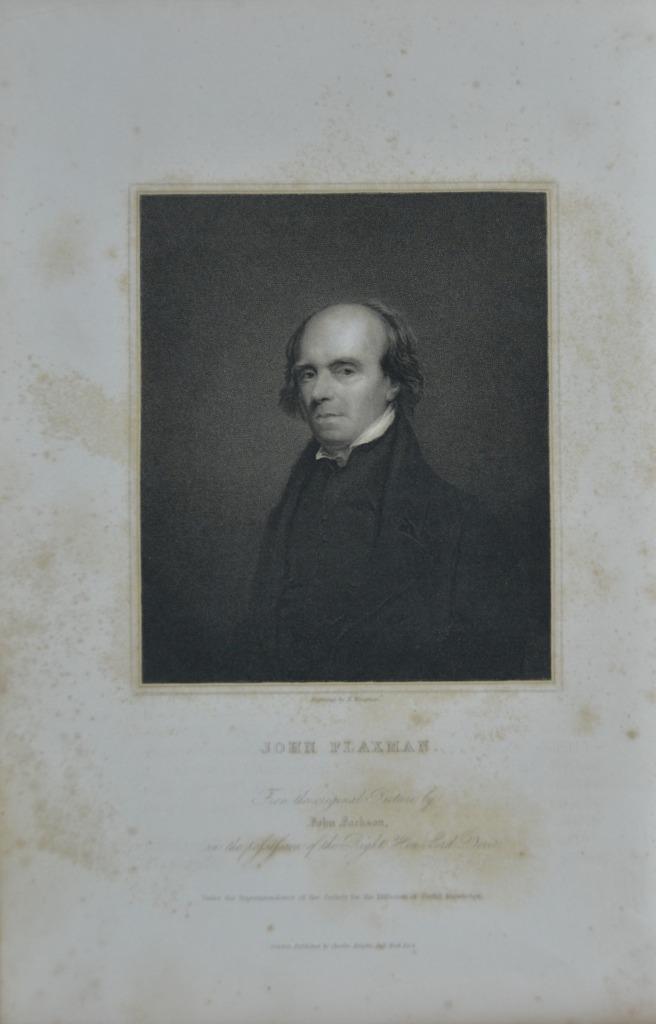 Antique John Flaxman Portrait Art 1830 Artist Sculptor Engraving Original
