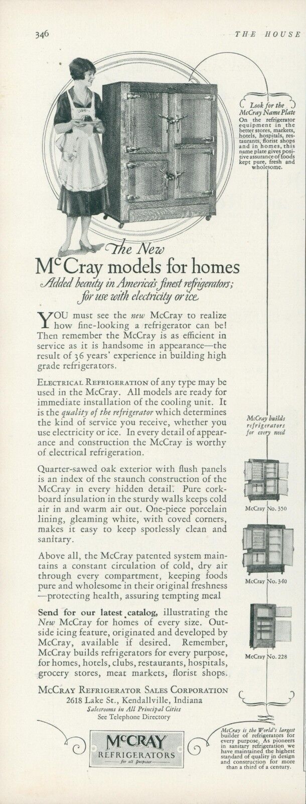 1926 McCray Refrigerators Beauty Electricity Or Ice Catalog Vintage Print Ad HB1