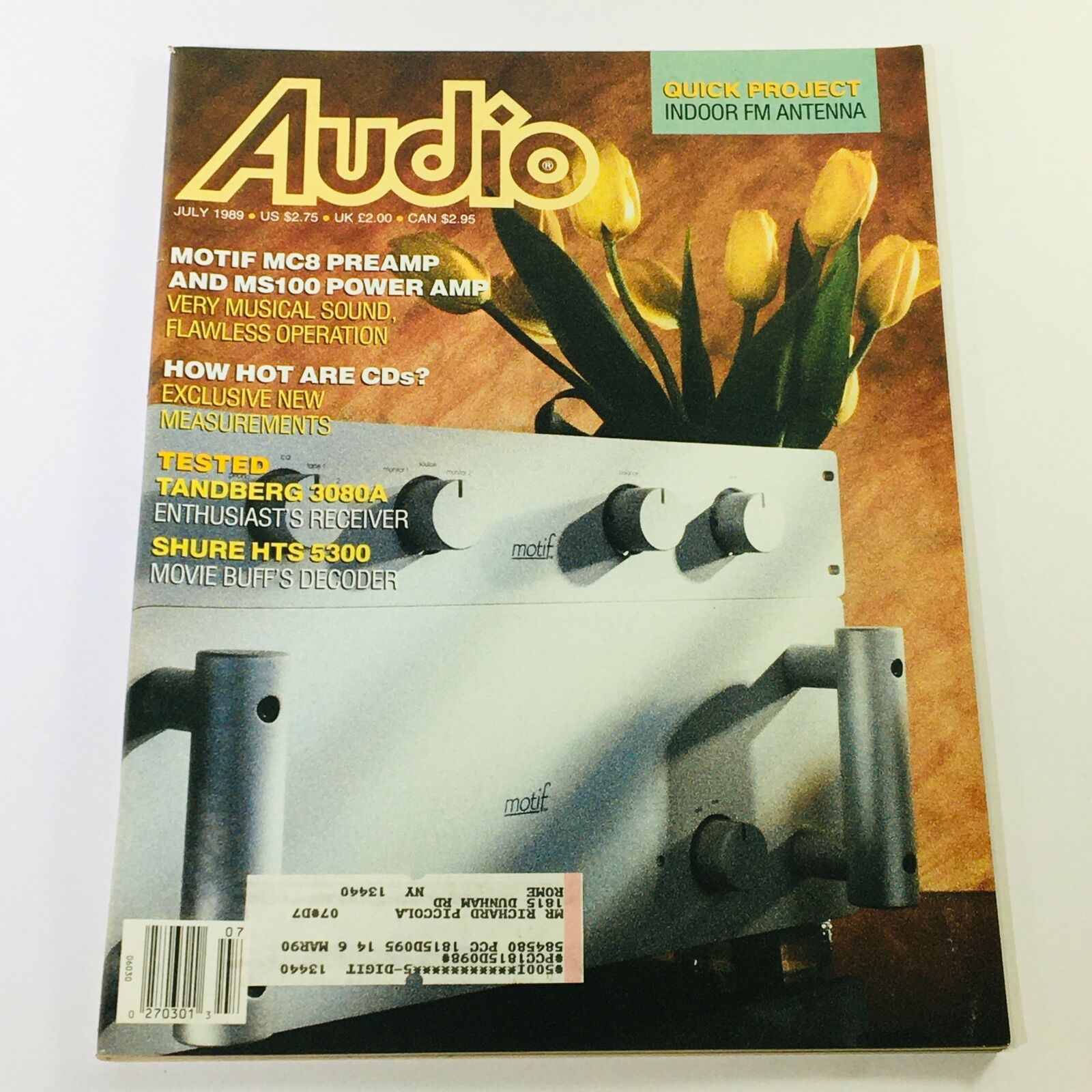 VTG Audio Magazine July 1989 - Motic MC8 Preamp, MS100 Power Amp, Shure HTS 5300