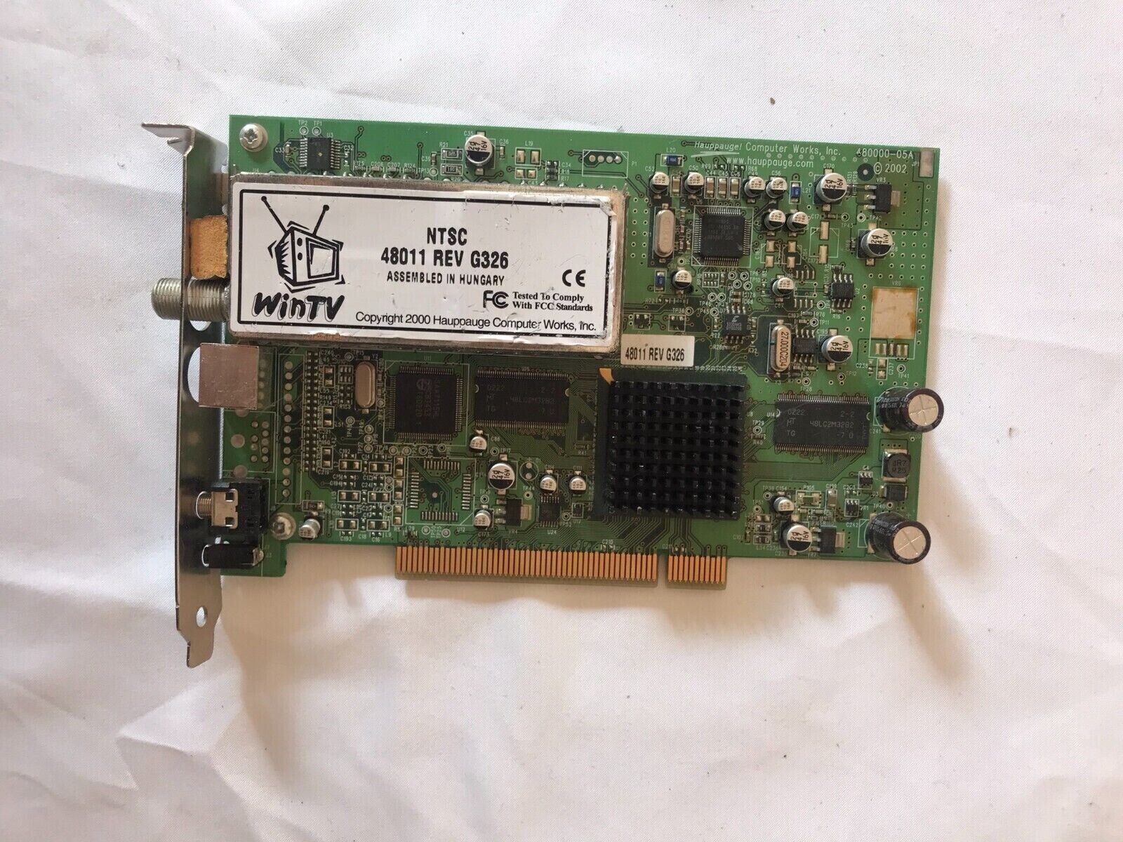 Hauppauge PCI Video card Tuner WinTV NTSC 48011 Rev G326 Assembled In Hungary