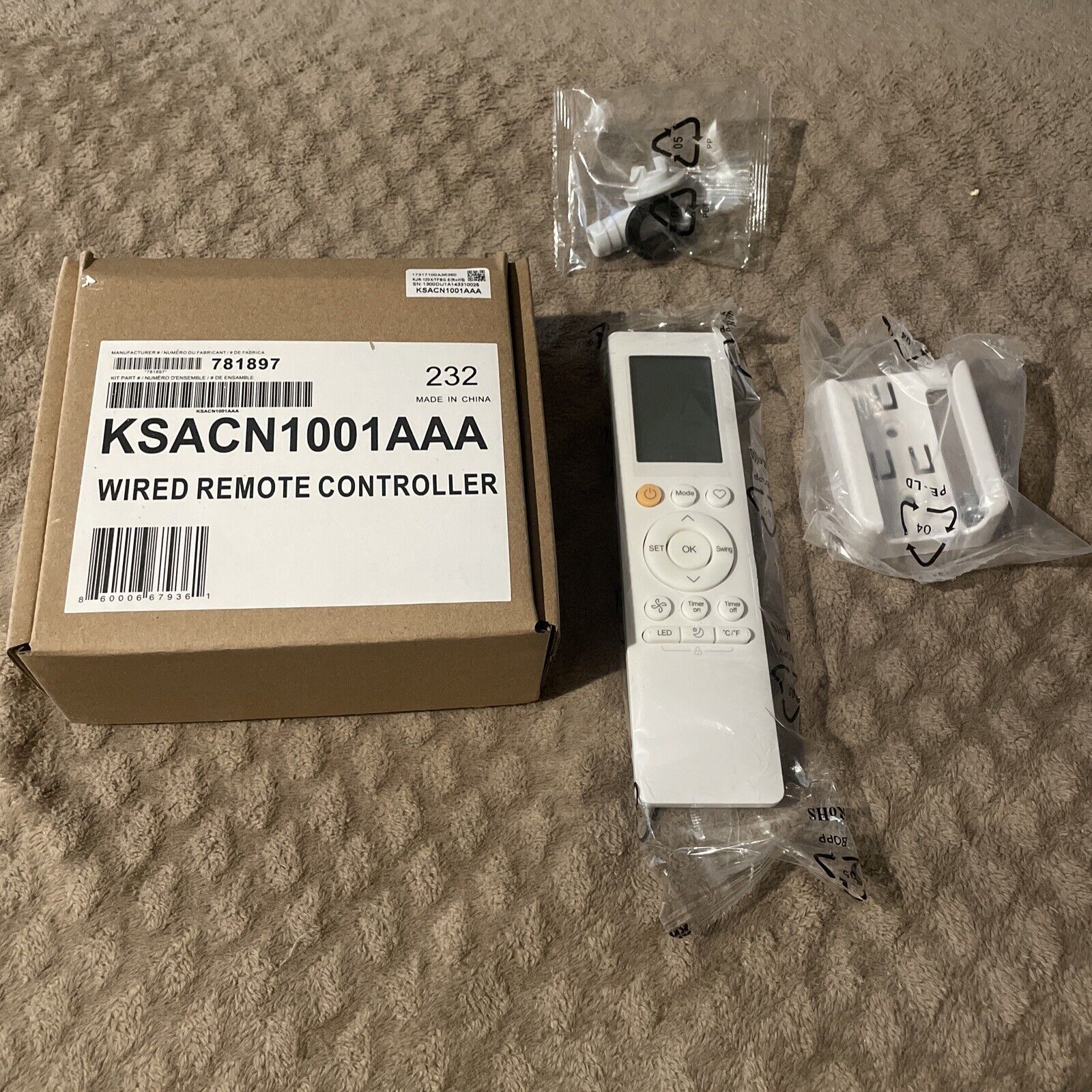 Carrier KSACN1001AAA Wired Remote Controller for Ductless Systems