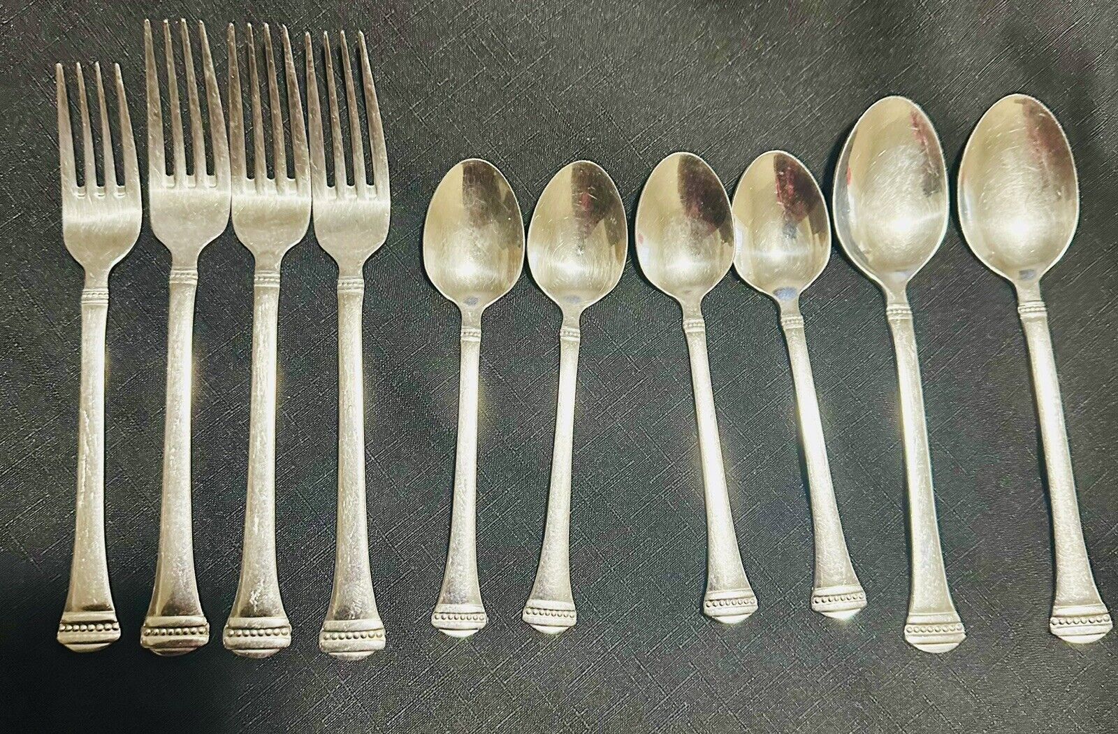 Vintage Towle Silver Classique Bead 18/10 Stainless Mixed Flatware 10 Pcs