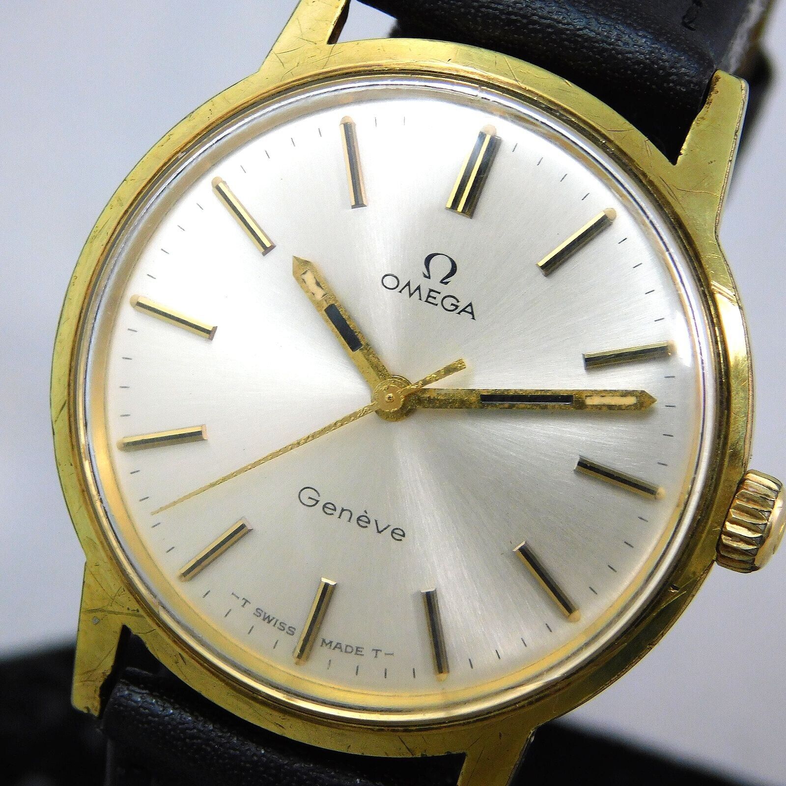 OMEGA GENEVE HAND WINDING MEN\'S GOLD PLATED VINTAGE WATCH SWISS MADE E876