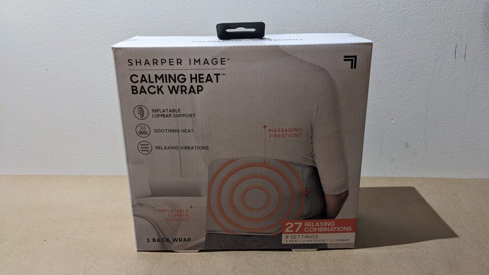 Sharper Image Calming Heat Back Wrap Massager Lumbar Support Pad Belt