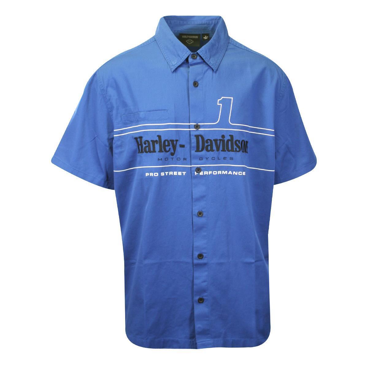 Harley-Davidson Men's True Blue Shirt #1 Racing Logo Short Sleeve (S19)