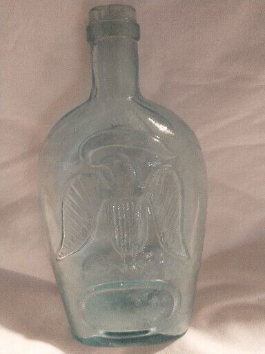 Nice Aqua Blue Double Eagle Flask Bottle Pittsburgh Mid 1800's *See Flaws*