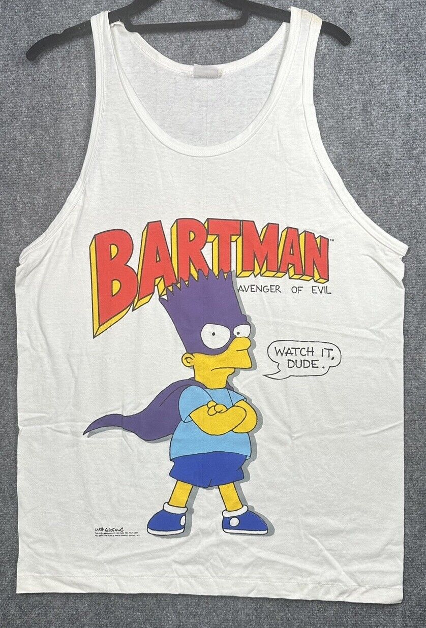 Vtg Bart Simpson Bartman Tank Top Beach 90s T Shirt The Simpsons Size Large L