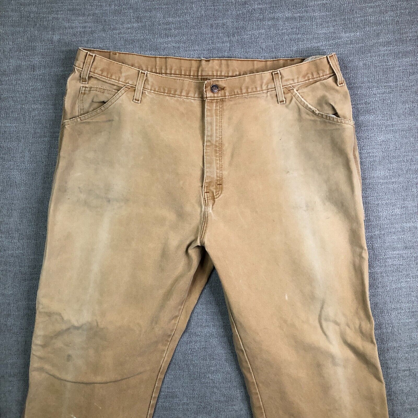Vintage Dickies Pants Mens 40x31 Tan Carpenter Workwear Canvas Faded Tag 42x32