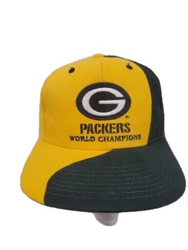 VINTAGE Green Bay Packers Hat Cap Snap Back Green Yellow NFL Football Men 90s A8