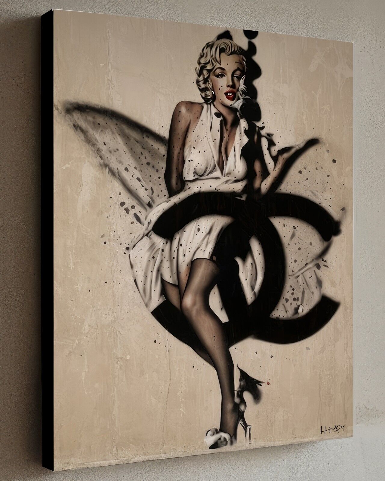 CHANEL Street Art Banksy Style Marilyn Framed Canvas  w/COA  40X30cm COCO J HITT