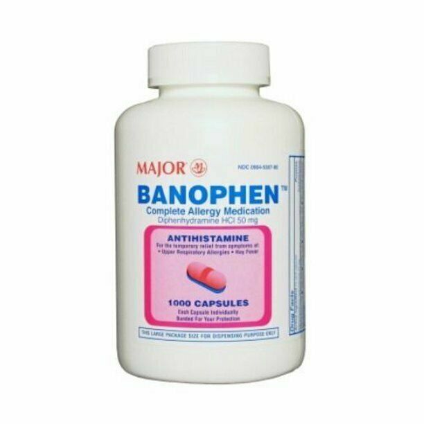 Generic Benadryl Major Banophen Antihistamine Diphenhydramine 50mg Caps 1000ct