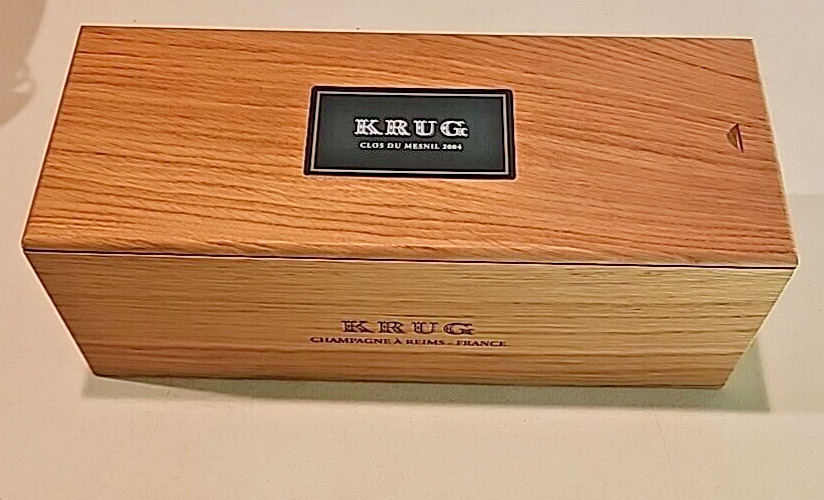 KRUG Clos Du Mesnil 2004 EMPTY Champagne Light Tan Wooden Box. RARE