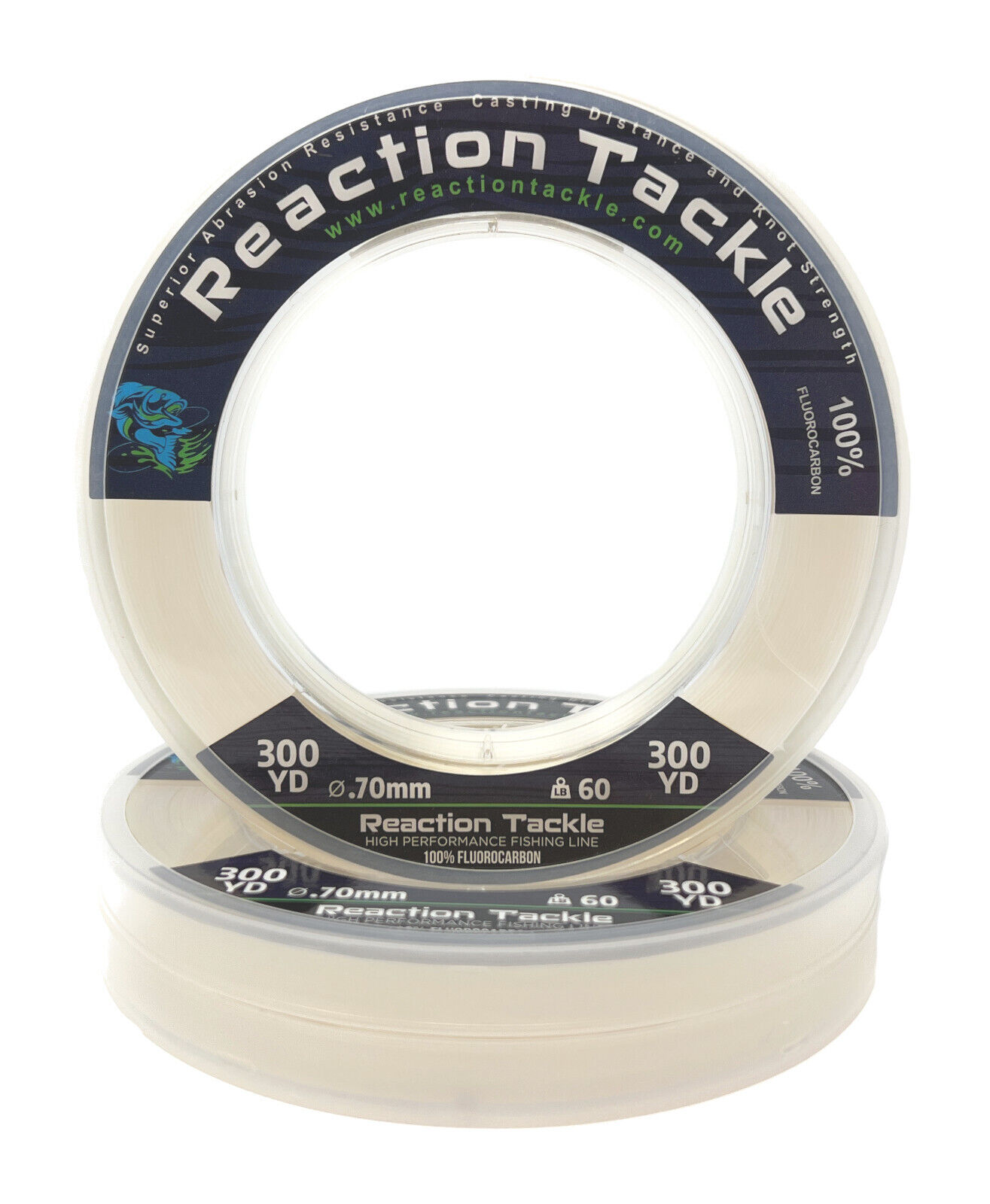 Reaction Tackle 100% Pure Fluorocarbon Fishing Line Clear or Pink