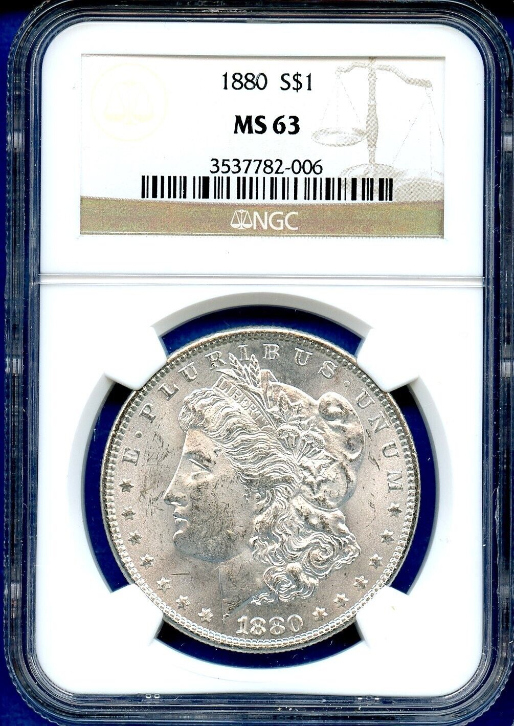1880 P NGC MS63 Morgan Dollar $1 US Mint Silver Coin 1880-P MS-63 Blast White
