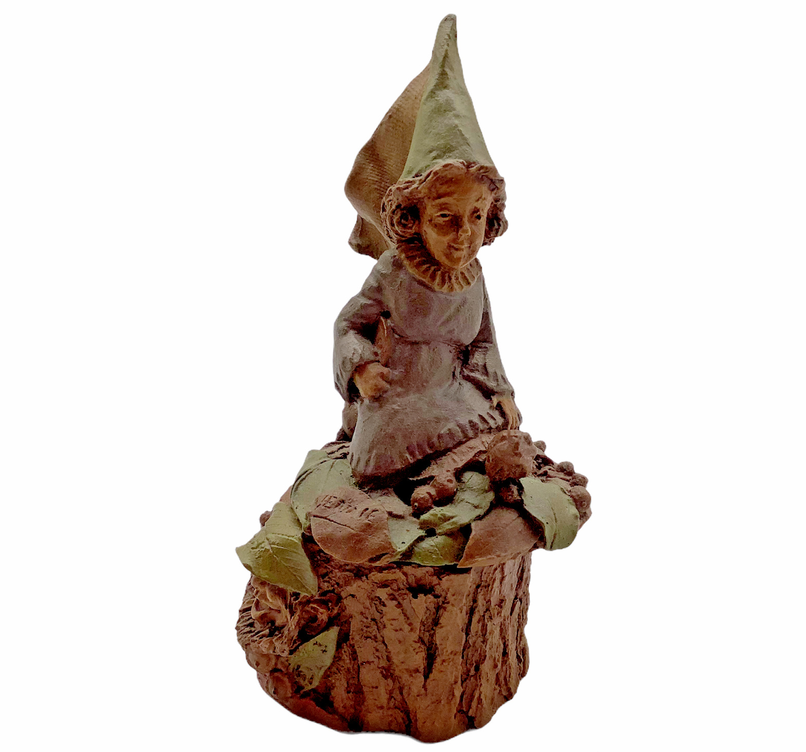 Tom Clark Collectible Hand Carved Gnome on Turtle w/ Tree Stump, Signed and Date
