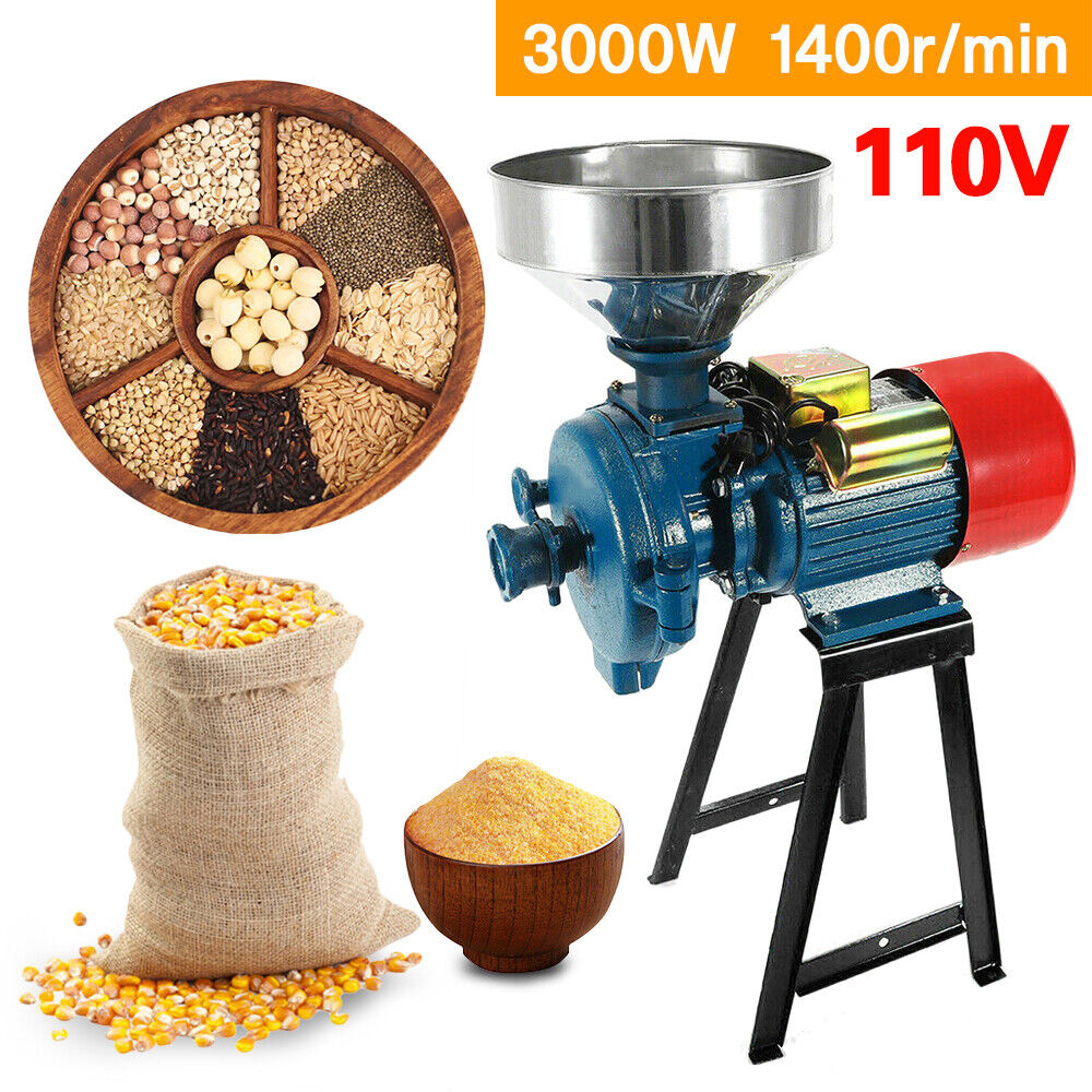 3000W Electric Grinder Mill Grain Wet & Dry Corn Wheat Feed Flour Cereal Machine