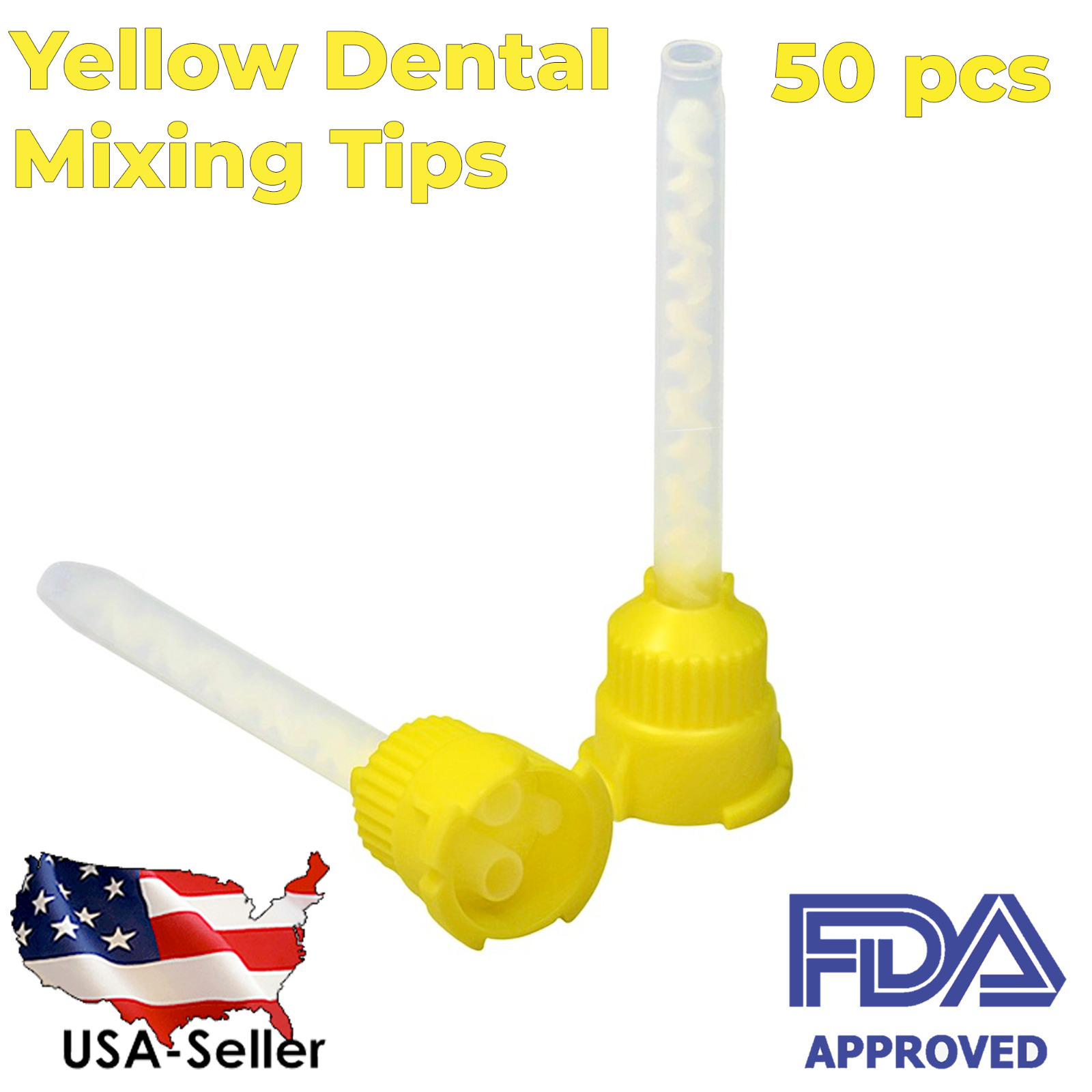Yellow Dental Impression Mixing Tips (50 pcs) (FDA)