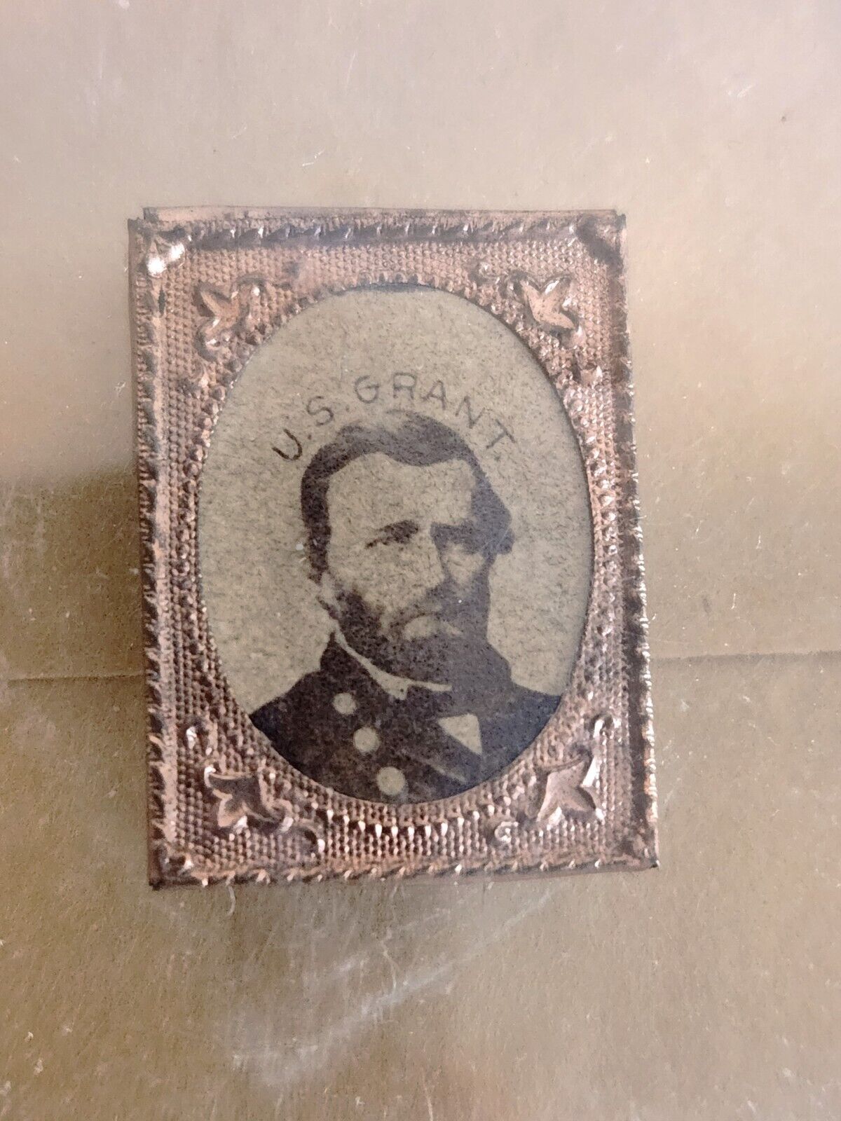 Original Rare 1867-68 U.S. Grant Gem Gilt Copper Campaign Pin Nice
