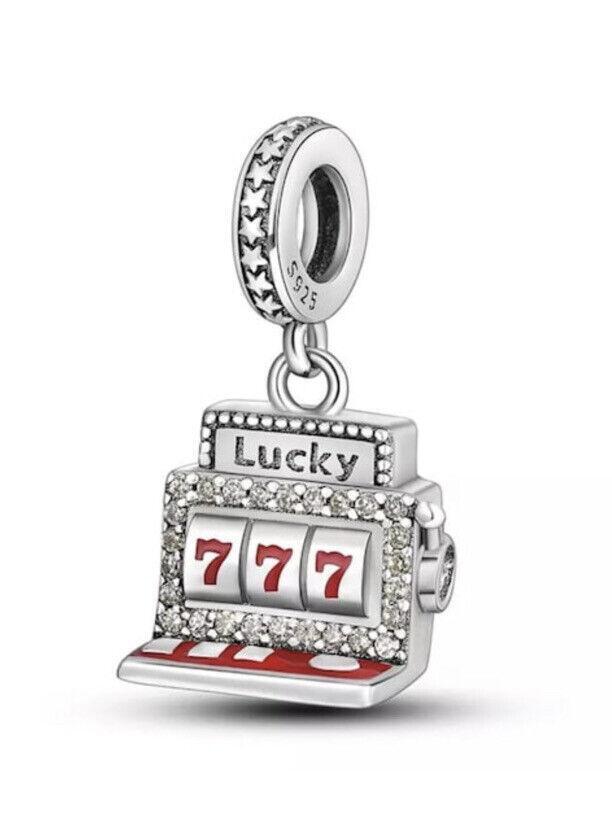 Authentic 100% 925 Sterling Silver Slot Machine Charm for Bracelet Casino Charm