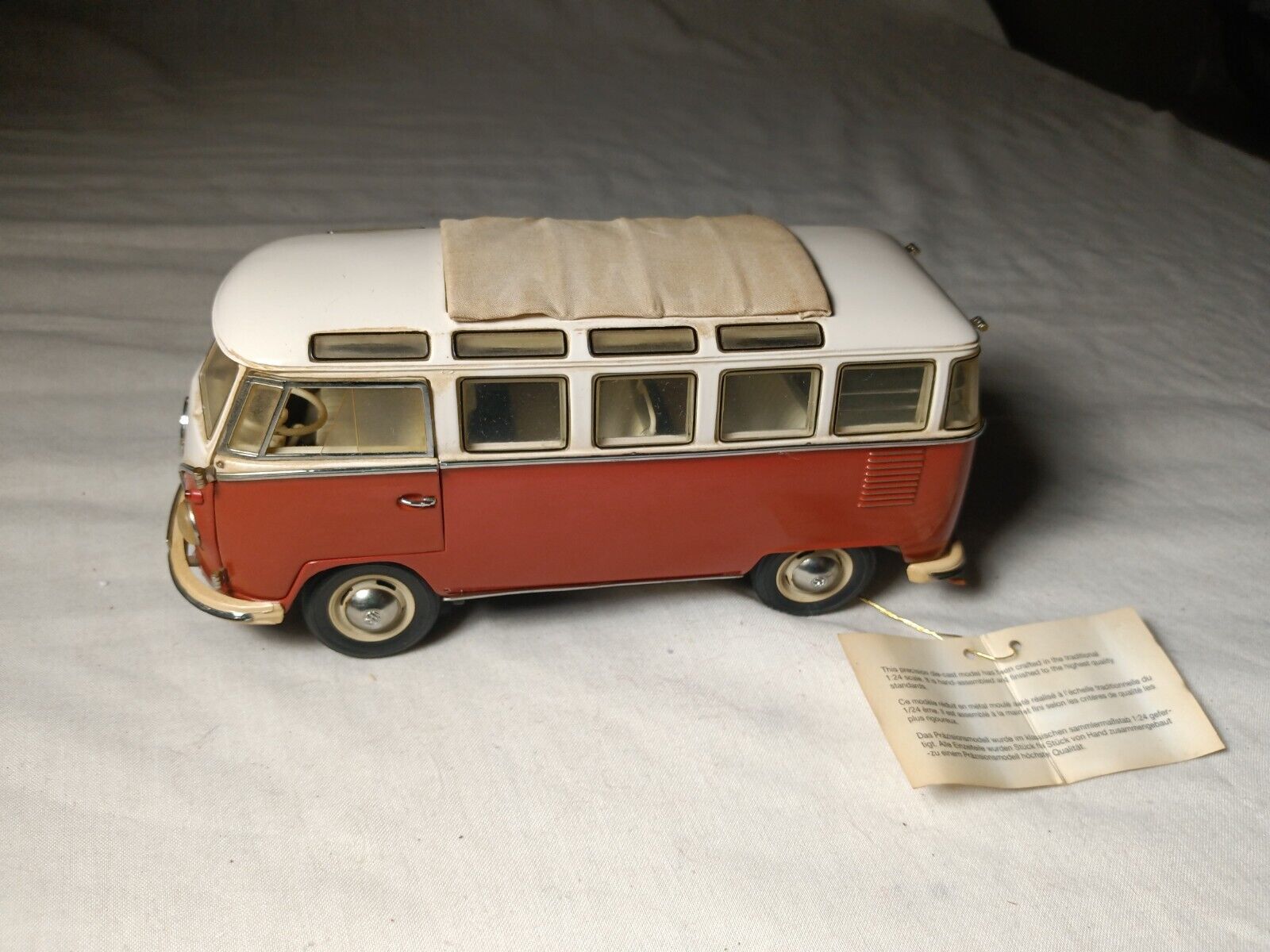 Franklin Mint 1962 Volkswagen Microbus 23 Windows Open Rooftop 1/24 Scale w/Tag