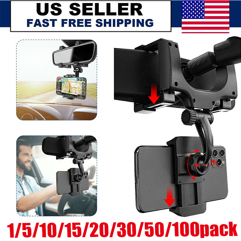 US 360 Rotation Car Rear View Mirror Mount Stand GPS Cell Phone Holder wholesale