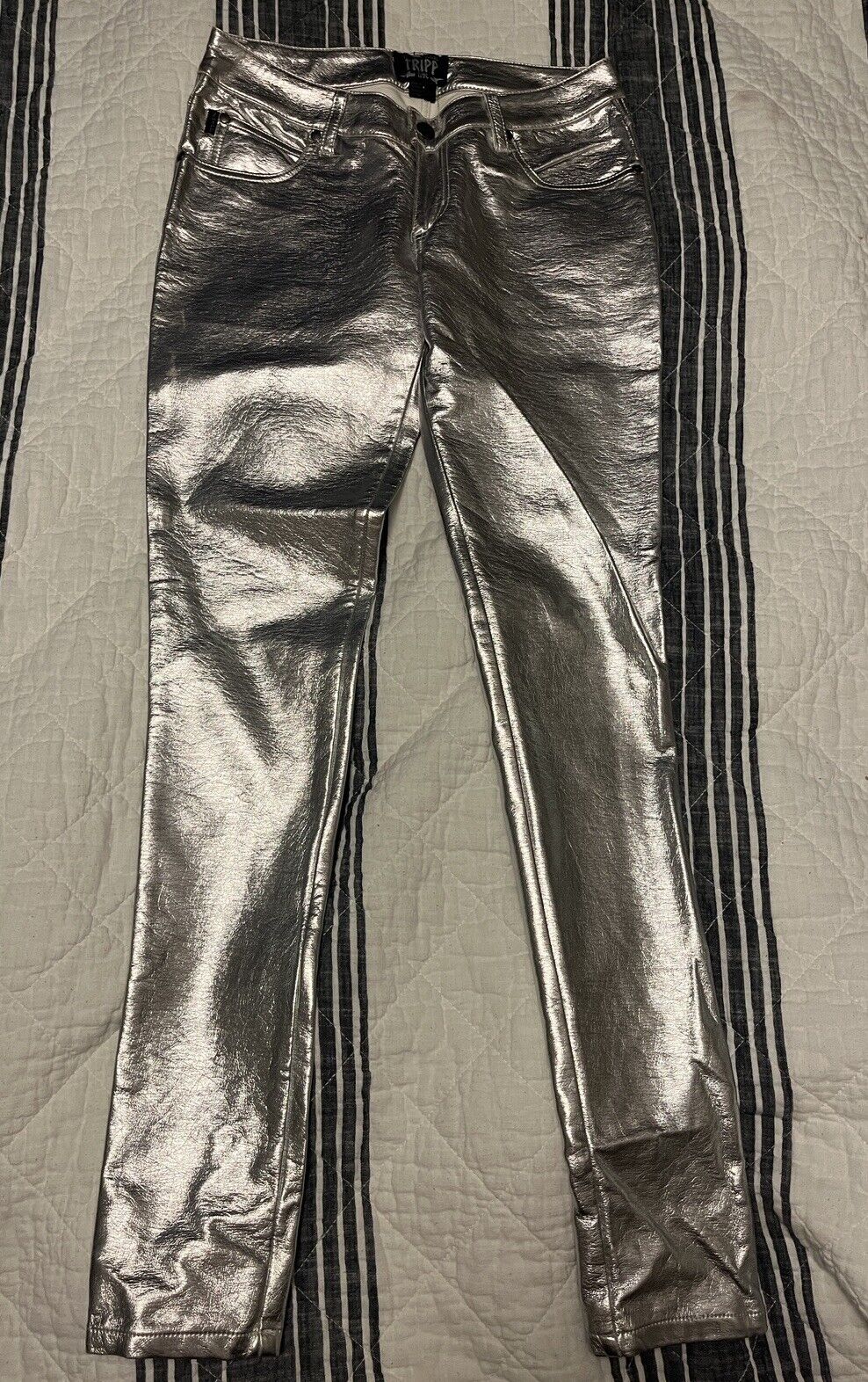 Vintage Tripp NYC Size 25/ 1 Silver Metallic Pants Futuristic