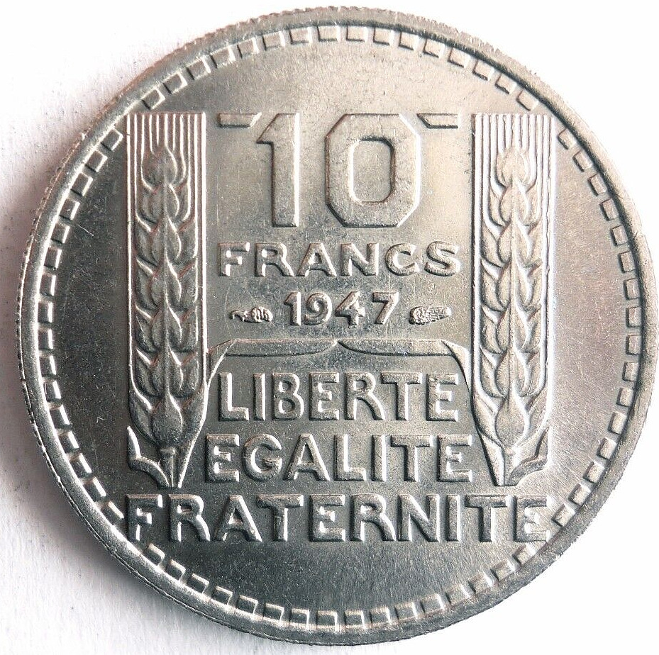 1947 FRANCE 10 FRANCS - AU/UNC - Great Coin -  - Bin #999