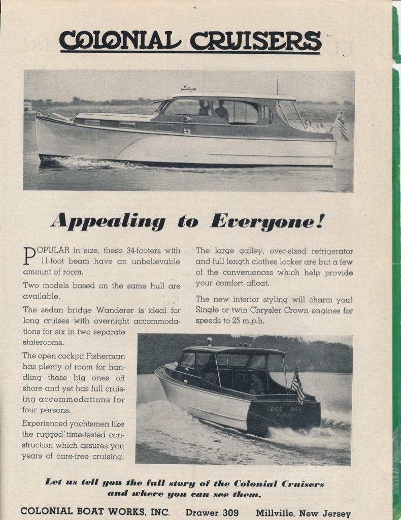 Magazine Ad - 1948 - Colonial Cruisers - Millville, NJ