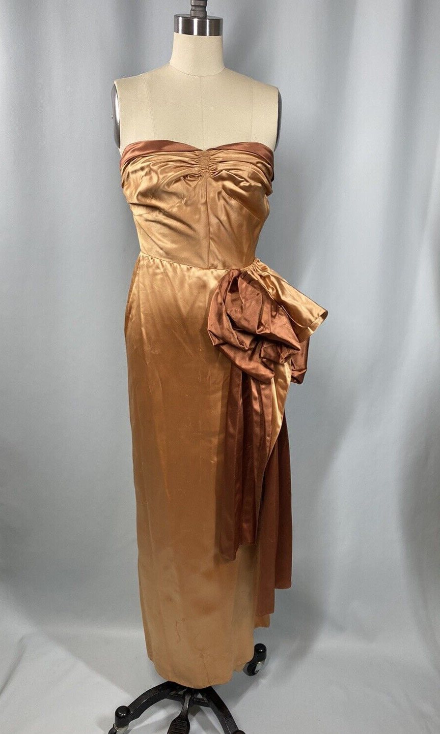 Vintage Dress SMALL XS 40s 50s NINA BORGHINI formal designer FRANCE Rue LAMEY