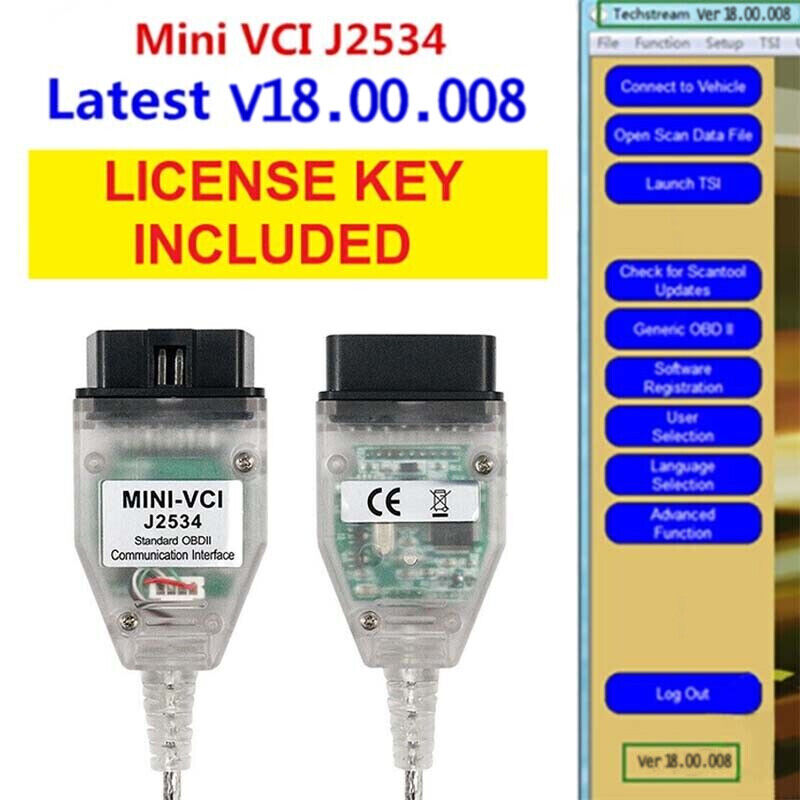 2024 MINI VCI TIS Techstream V18.00.008 TIS J2534 For Toyota Inspection Cable